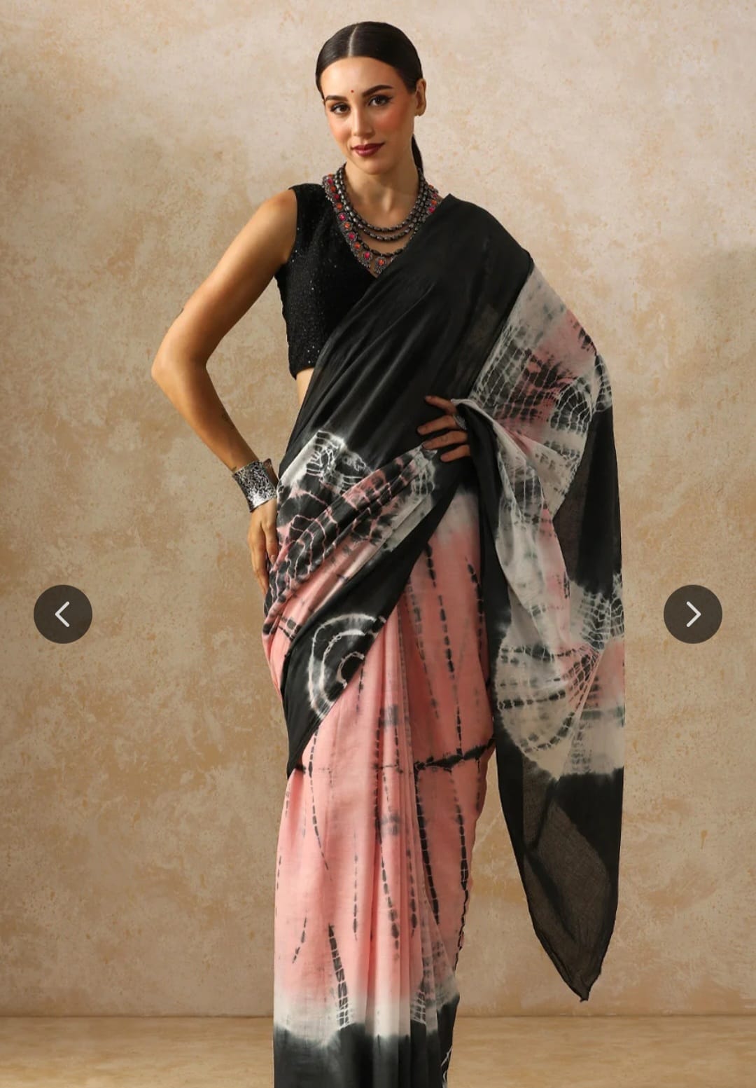 Pure cotton mulmul saree handblock printed in pink and black – designer cotton saree wholesale Fabtexs